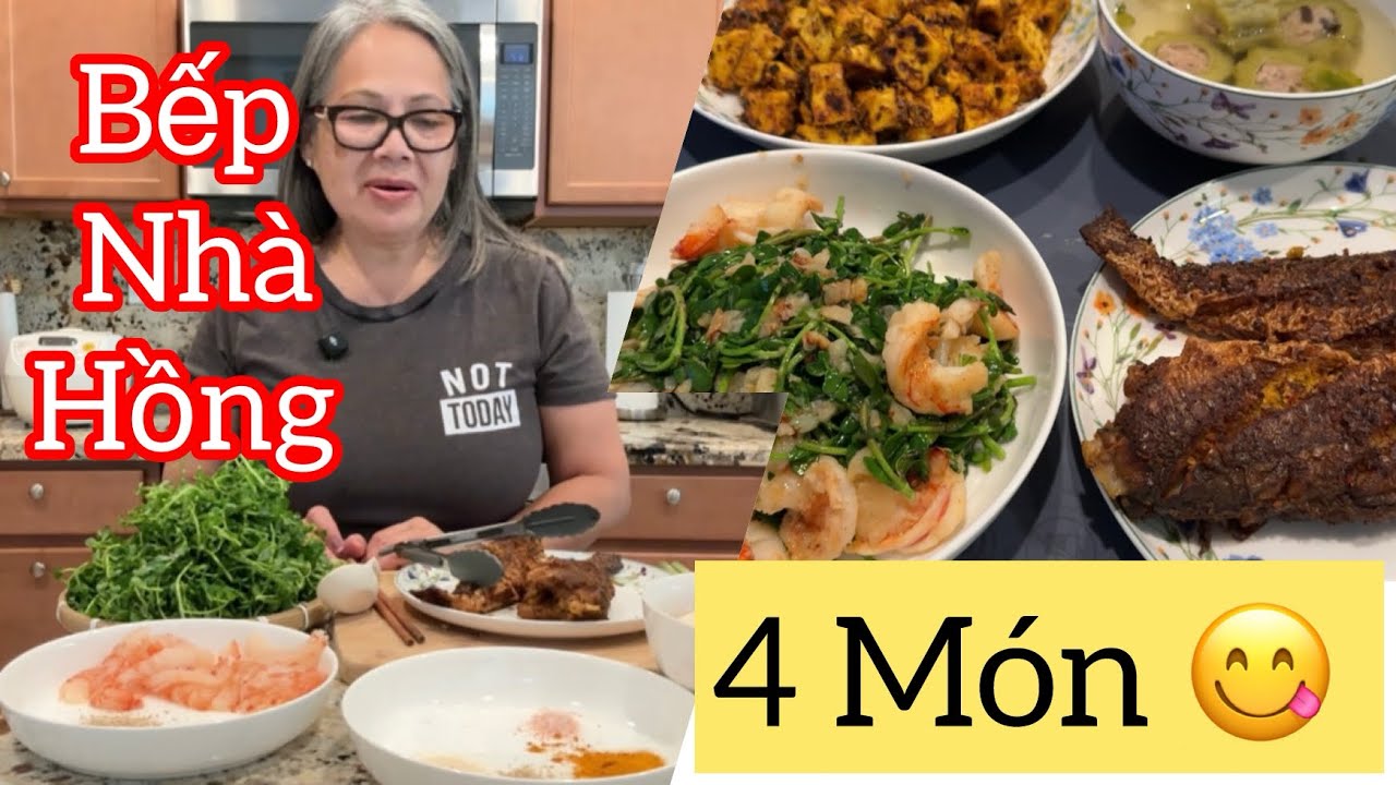 Tập 1510:Hôm  Nay Hồng Vào Bếp Chia Sẻ 4 Món Ngon 😋 Rau Cá Tôm Đậu Hủ 