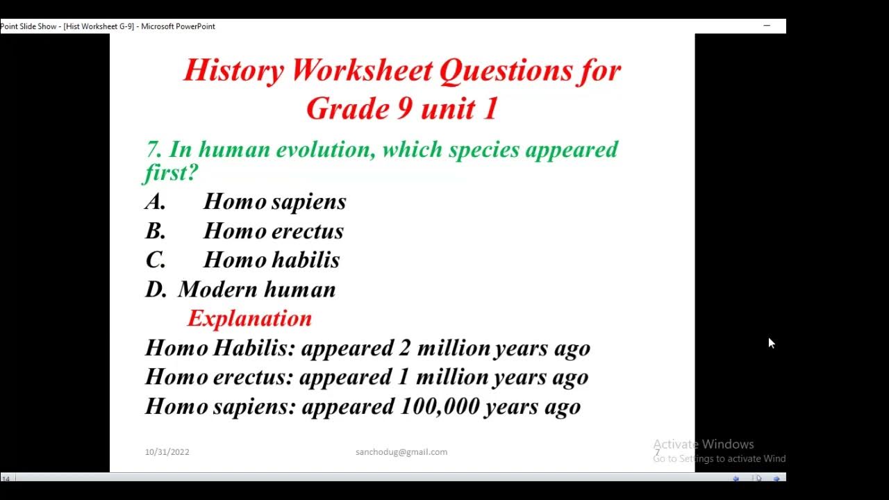 History Worksheet for Grade 9 - YouTube