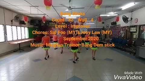 Bang Sticks Line Dance Demo by Adeline Cheng and Students (Nuline Dance Malaysia)