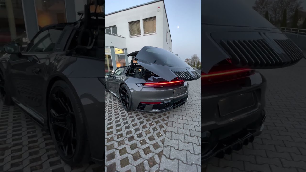 Amazing TECHART Modified Porsche 992 Targa 4S Opens Its Roof Subscribe For More 