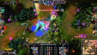 LoL Teemo Quadra Kill 1vs4 ( 1/2 life, but me unfed!)