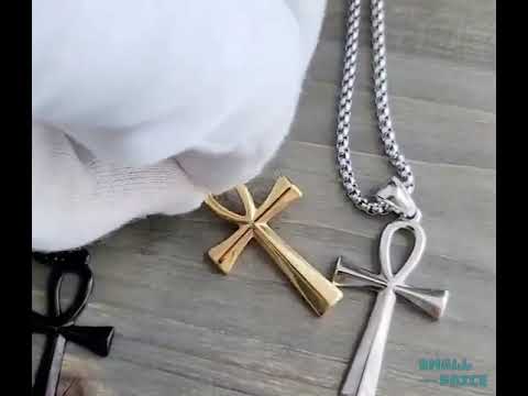 Кулон "Єгипетський хрест" на регульованому ланцюгу FaithTorm, чорний, видео 1