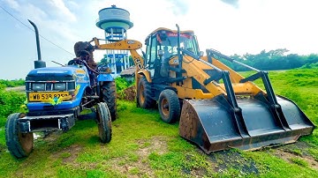 Jcb 3dx Eco Backhoe Loading Red Mud in Sonalika Di 42 Rx Tractor | Jcb Tractor Cartoon | Jcb Video