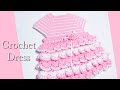 Crochet Summer dress with ruffles for girls 18-24M LEFT HAND VERSION - Crochet forBaby