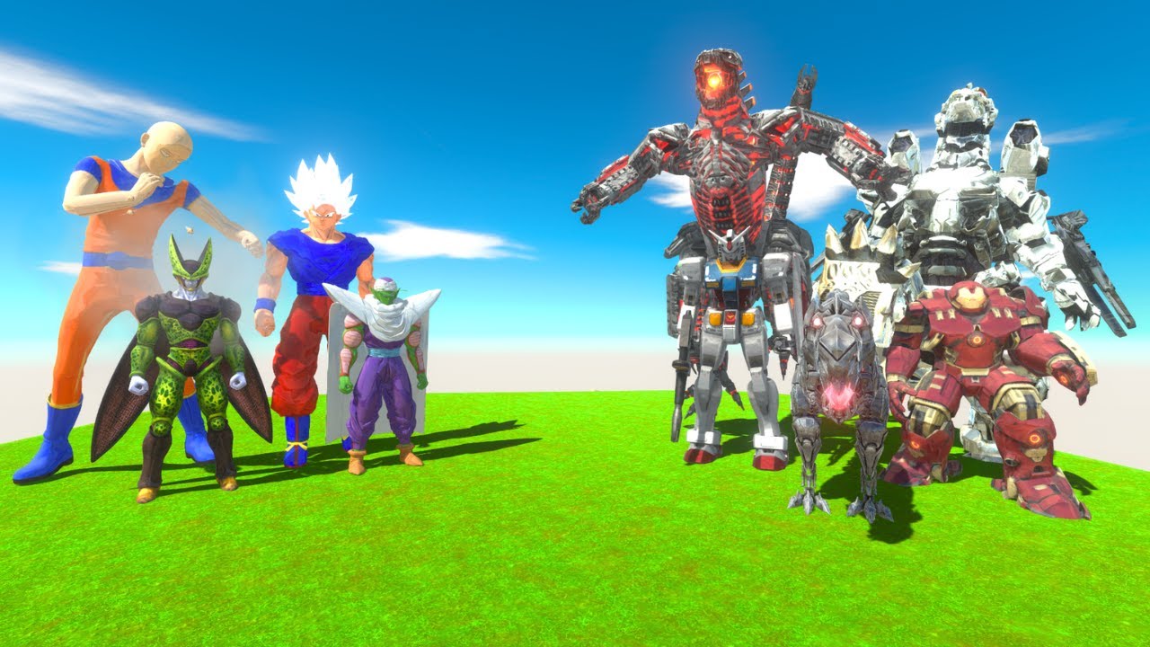 Team Dragon Ball Goku + Saitama Z Fighter vs Team war machine MechaGodzilla + Gundam - ARBS
