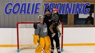 Hockey Goalie Training Session With Pepperoni