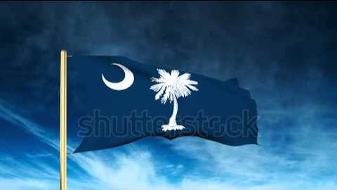 south carolina flag slider style. Waving in the win with cloud background animation Stock video by