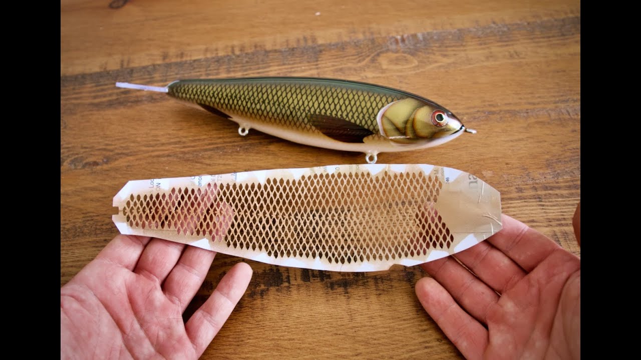 How to make your own custom scale stencil and paint a overly complicated  muskie lure with it. 