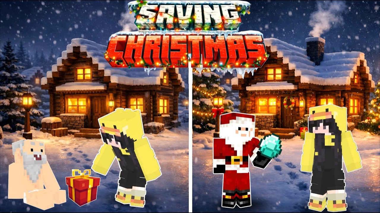 ဒီနှစ် Santa ဖိုးဖိုးကို ကယ်ခဲ့တယ်! | Saving Santa in Minecraft