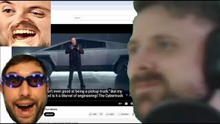 Forsen reacts to Tesla CyberTruck - A Tragedy on Four Wheels by Adam Something