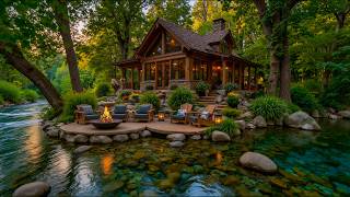 Soft Summer Piano Music beside a Woodland Stream 🏡🌿 Cozy Fire & Birdsong for Relaxation screenshot 5
