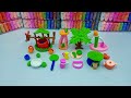 DIY How to make polymer clay miniature house, kitchen set, Hand Pump, cow shed, tree | Mukti#4