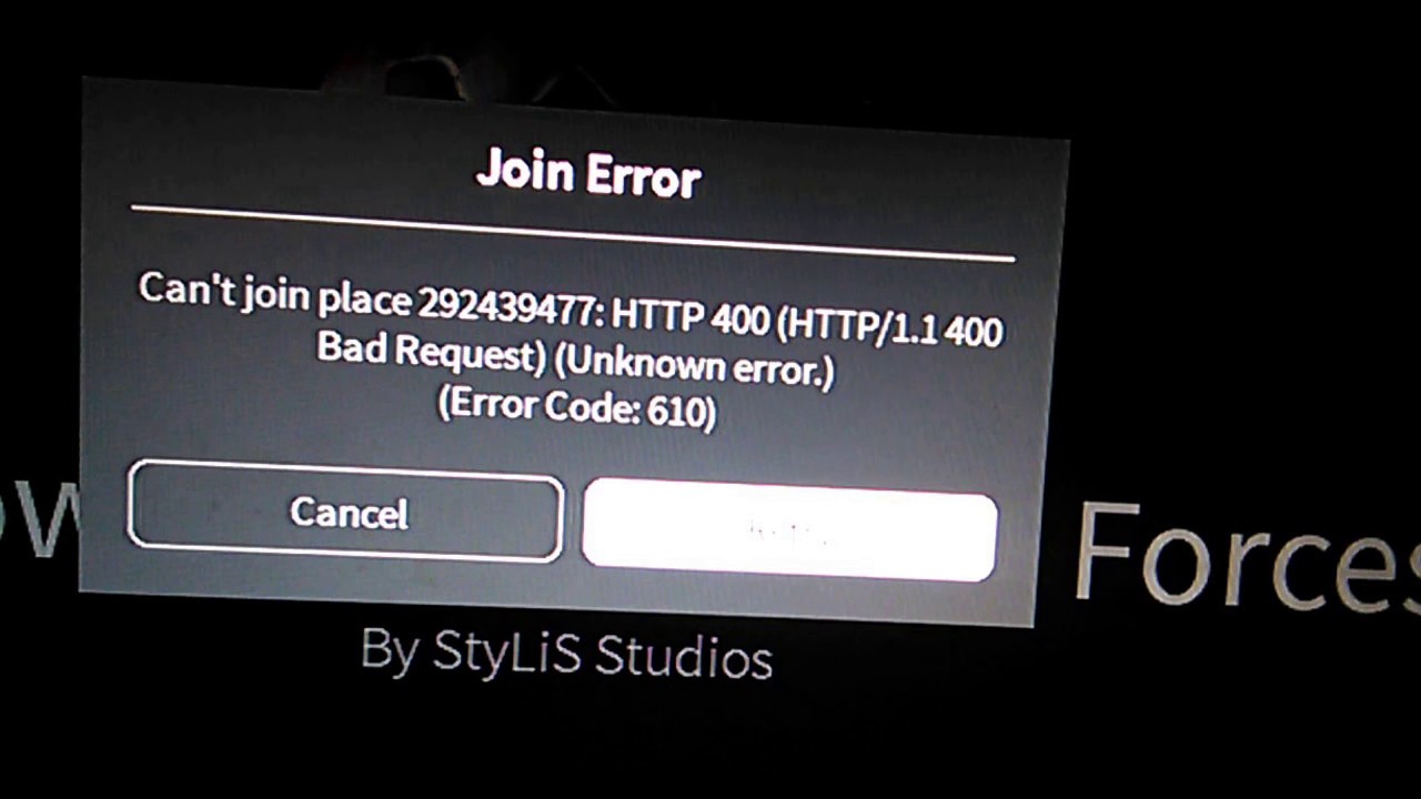 roblox error code 610 reddit