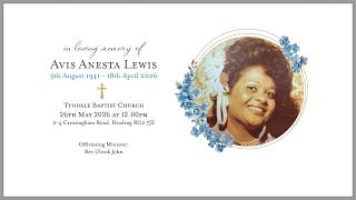 IN LOVING MEMORY OF AVIS ANESTA LEWIS | Church service and committal