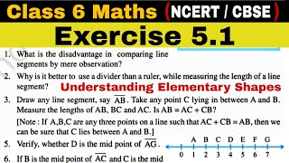 Class 6 NCERT Maths Exercise 5.1 | Understanding Elementary Shapes | Line, Curve, Line segment