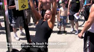 Matt V: Big Back Grips Lat Pull Contest: Muscle Beach Venice