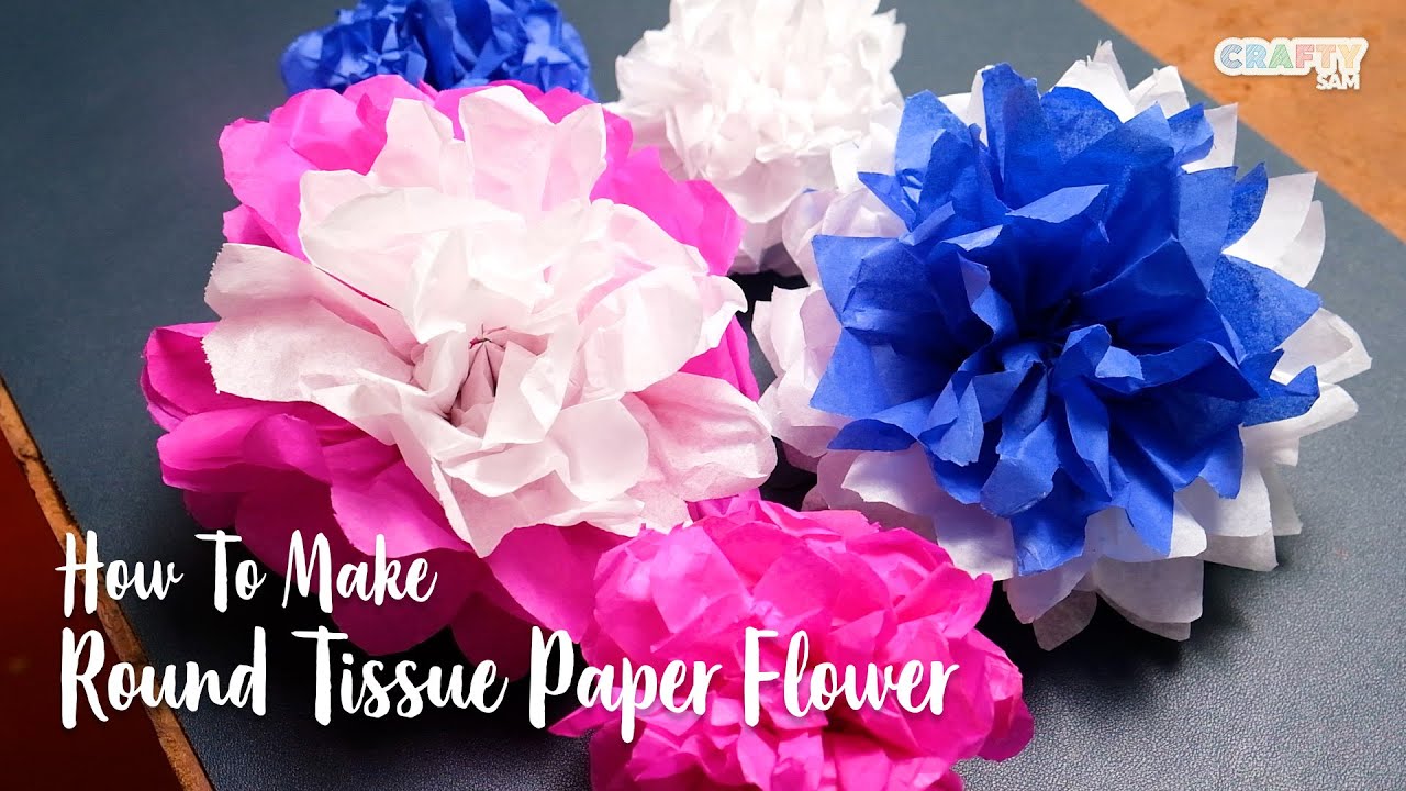 How to make round tissue Paper Flower | Paper Craft | DIY Home Décor ...