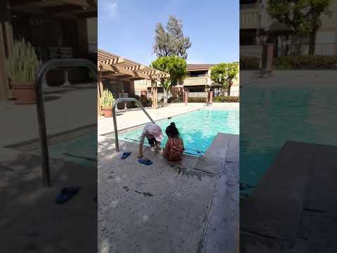 Babies play together in the pool