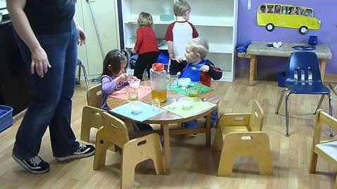 Montessori snack time with table setting