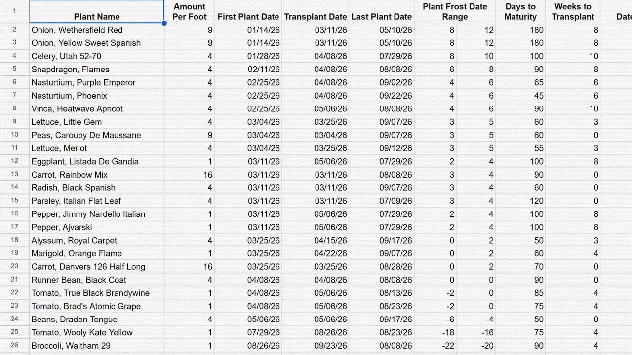 Garden Plan 2026 + How to Make a Gardening Spreadsheet