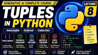 Tuples in Python Explained | Tuple Methods, Packing & Unpacking | Gen AI Course | Lecture 8