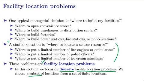 [OR1-Modeling] Lecture 3: Integer Programming #4 Facility location: Overview
