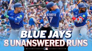 The Toronto Blue Jays strike for EIGHT RUNS between the 7th and 8th innings to take the LEAD! 😮
