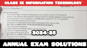 Class 9 Information Technology Ques Paper | Annual Exam Paper IT || IT Annual Exam Solutions 2025