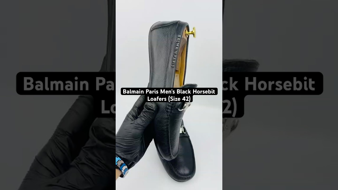 Balmain Paris Men's Black Horsebit Loafers (Size 42) 