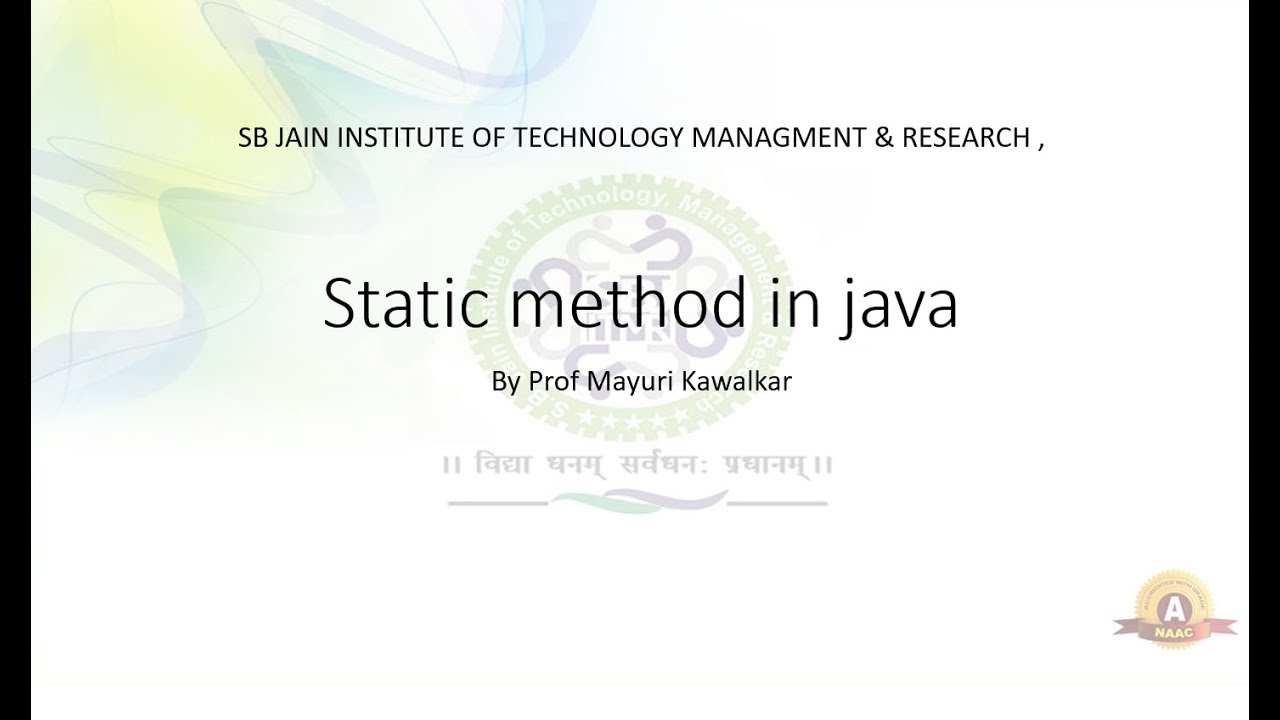 Static Method in Java Prograaming - YouTube