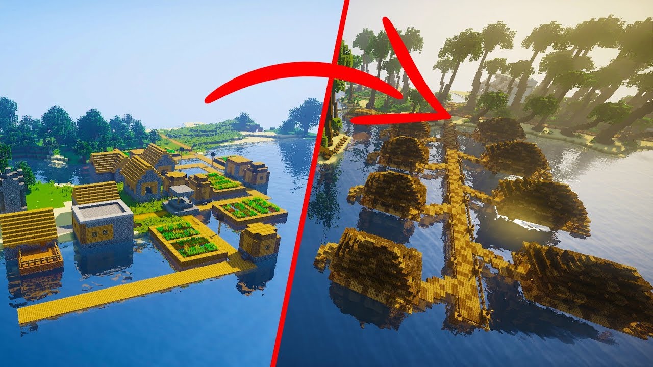 EXTREME Minecraft Village Transformation  Tropical Resort 