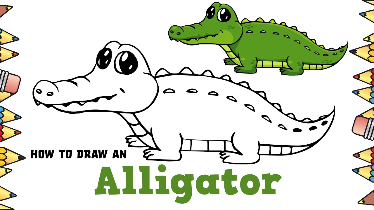 Sketch of crocodile, illustration of wildlife, zoo, animals. | CanStock