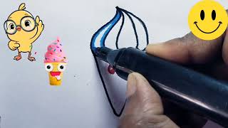 How to draw a cute ice cream for kids | ice cream drawing easy | drawing for kids #easydrawing