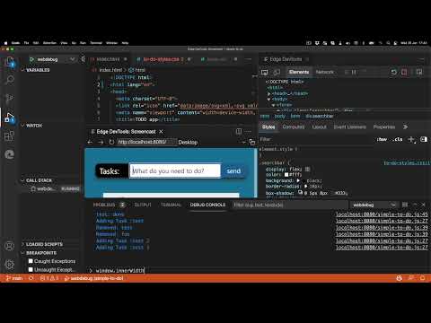 End to end web development workflow in VS Code - Browser Console