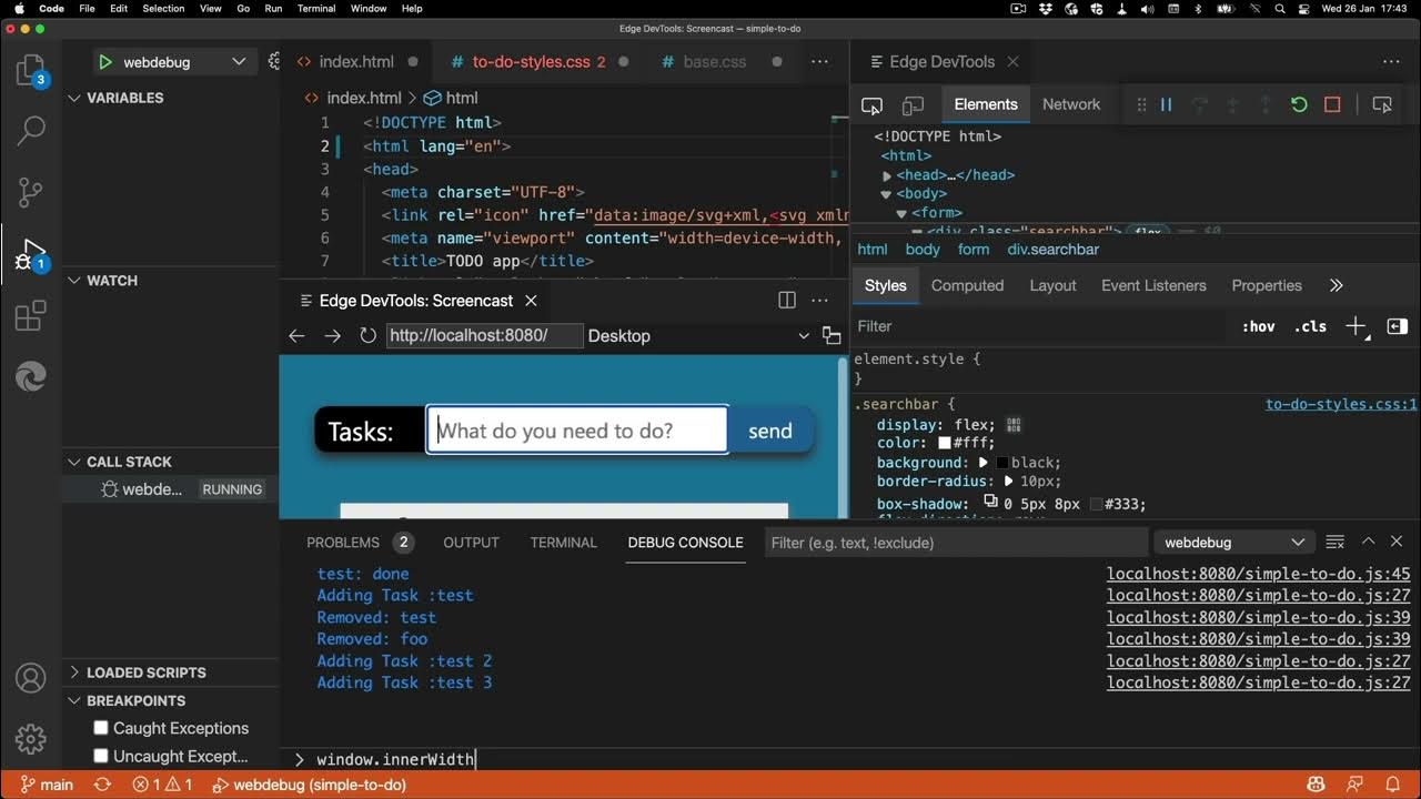 End to end web development workflow in VS Code - Browser Console - YouTube