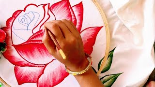 Easy Rose Painting|Chadar ka Painting Degine