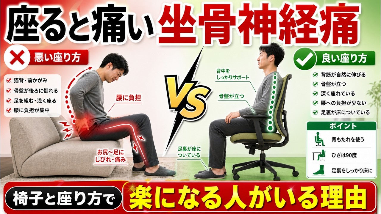 座ると痛い坐骨神経痛|椅子と座り方で楽になる人がいる理由