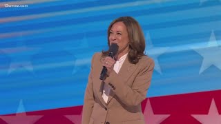 A live look outside Kamala Harris' visit to Macon
