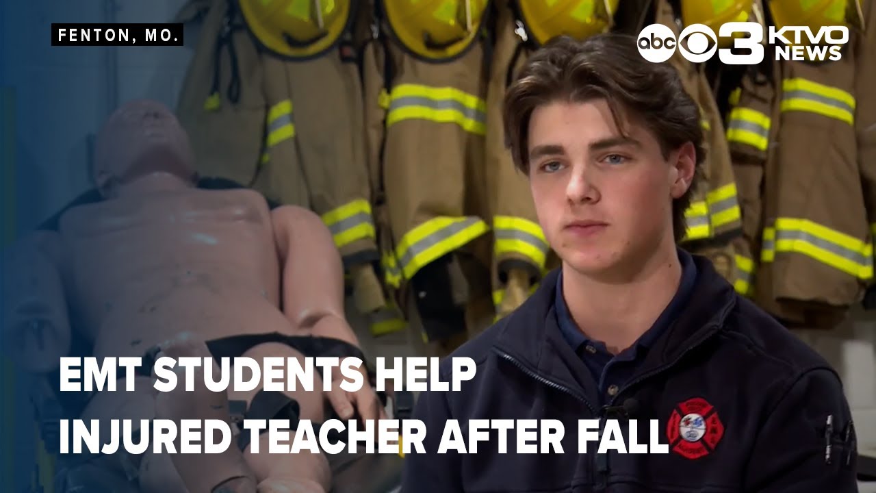 EMT students help injured teacher after fall