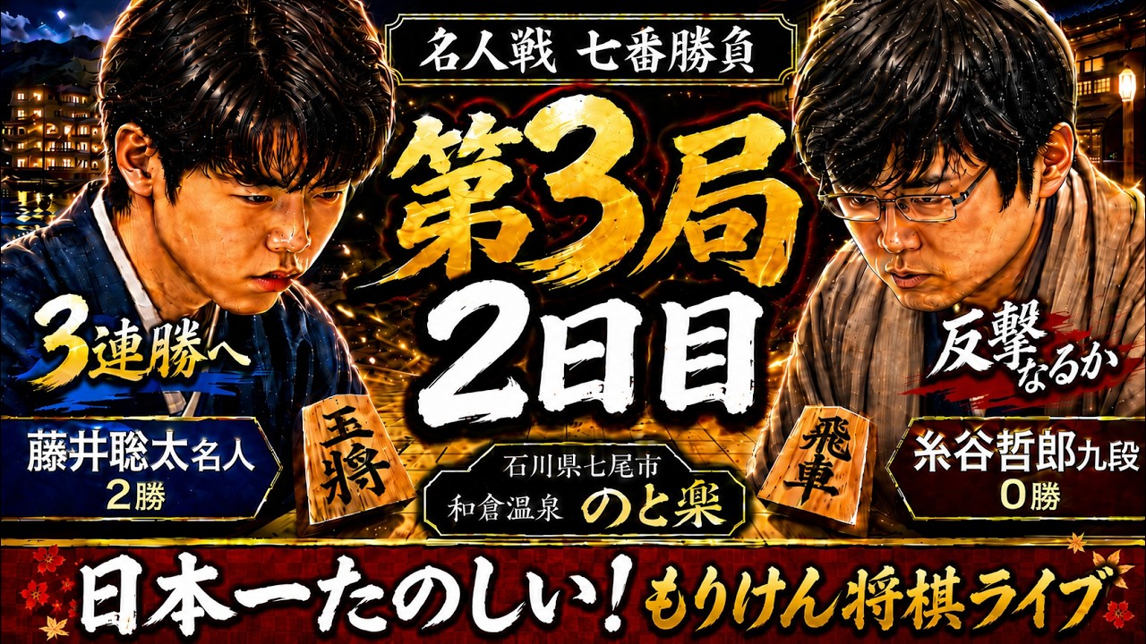 もりけん将棋ライブ】藤井聡太名人 vs 糸谷哲郎九段 第84期名人戦七番 