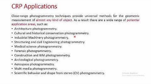 Close-Range Photogrammetry- Applications