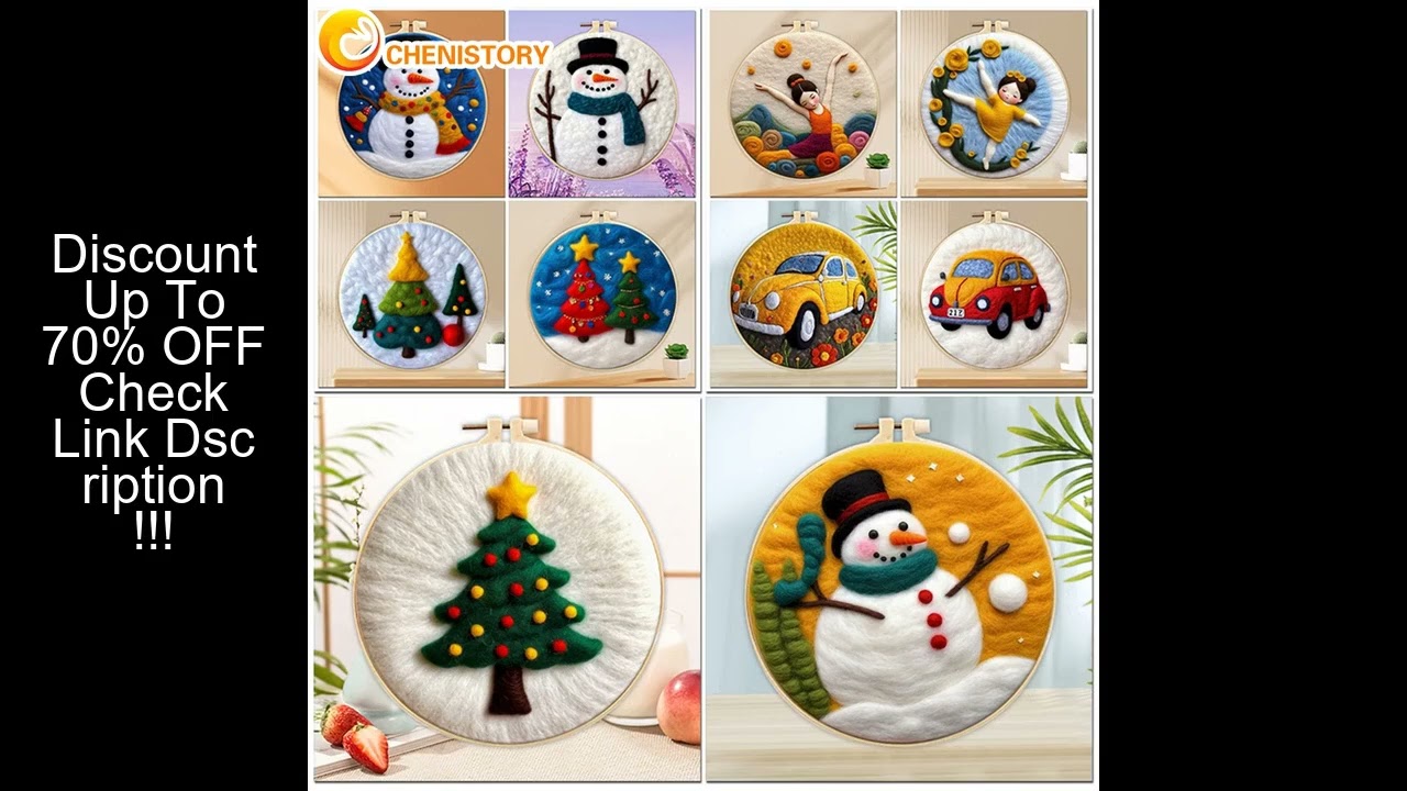 CHENISTORY 20X20cm Frame Wool Felt Diy Painting Needle With Embroidery Set Wool Felt Package DIY Fel