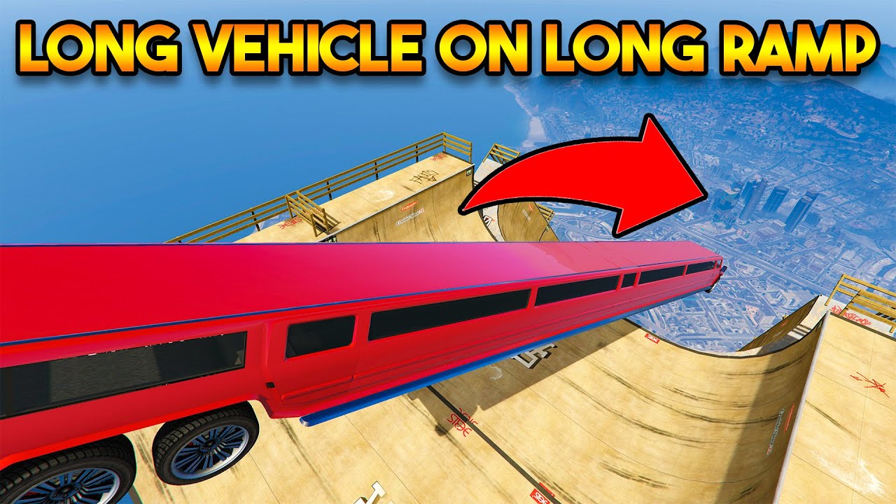 GTA 5 ONLINE : LONGEST VEHICLES ON LONGEST RAMP - YouTube
