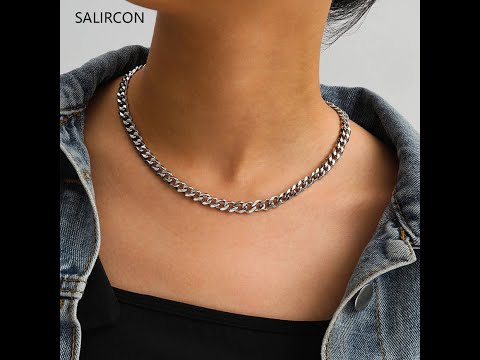 Женское ожерелье чокер Salircon- серебряное из нержавеющей стали в стиле панк купить на  Алиэкспресс