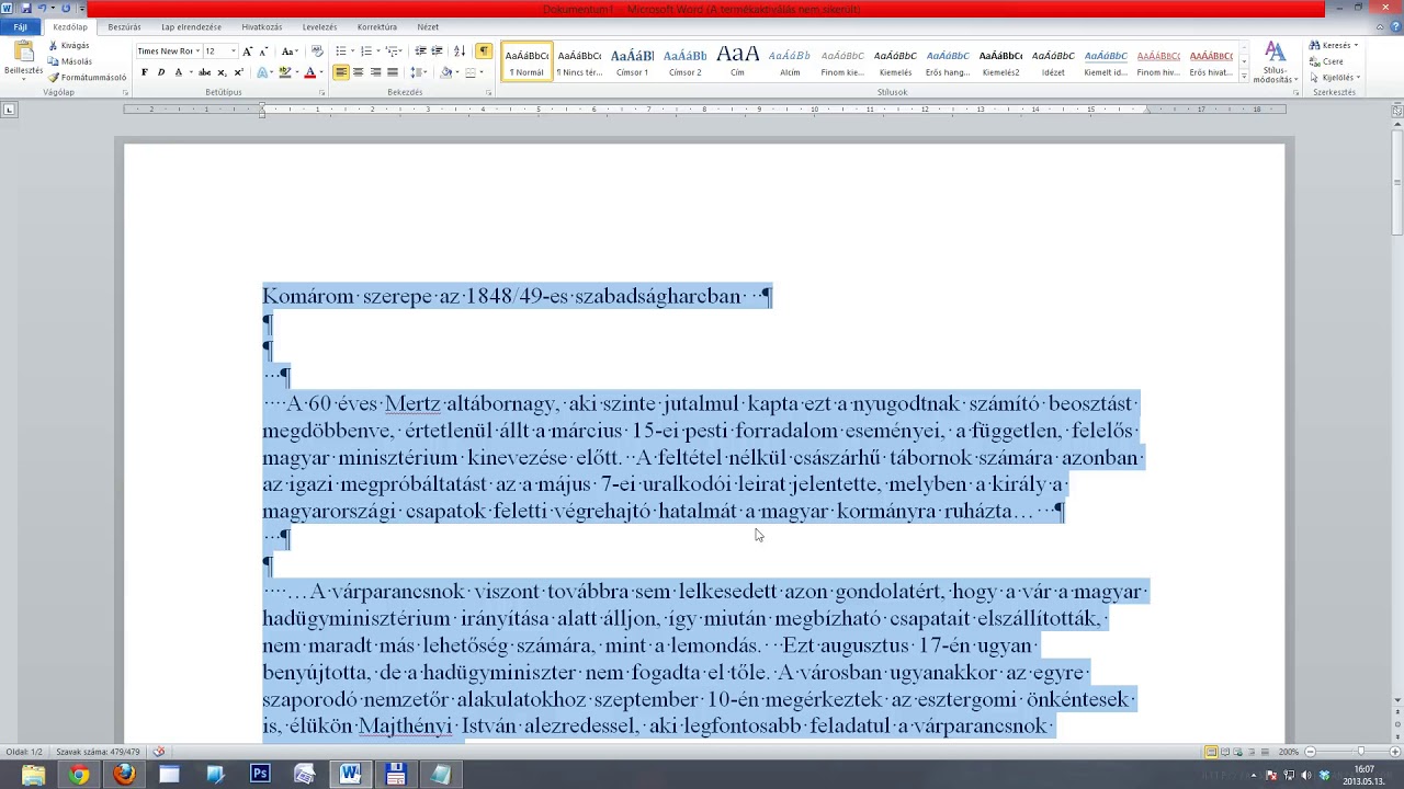 Szövegszerkesztés - Importálás, alapok - Microsoft Word