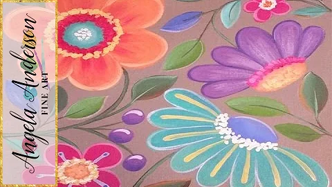 Easy Whimsical Flowers | Free Acrylic Painting Tutorial for Beginners and Kids