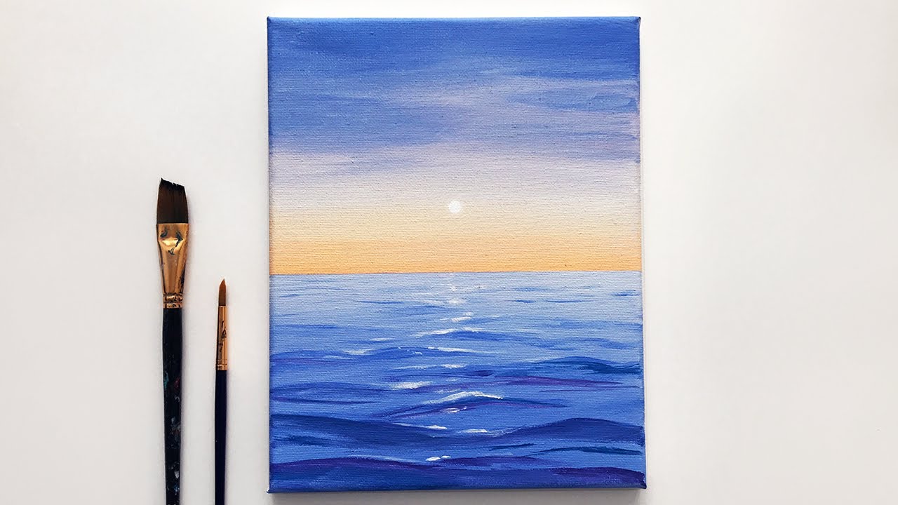 Ocean Sunset  Acrylic Painting Easy Step by Step