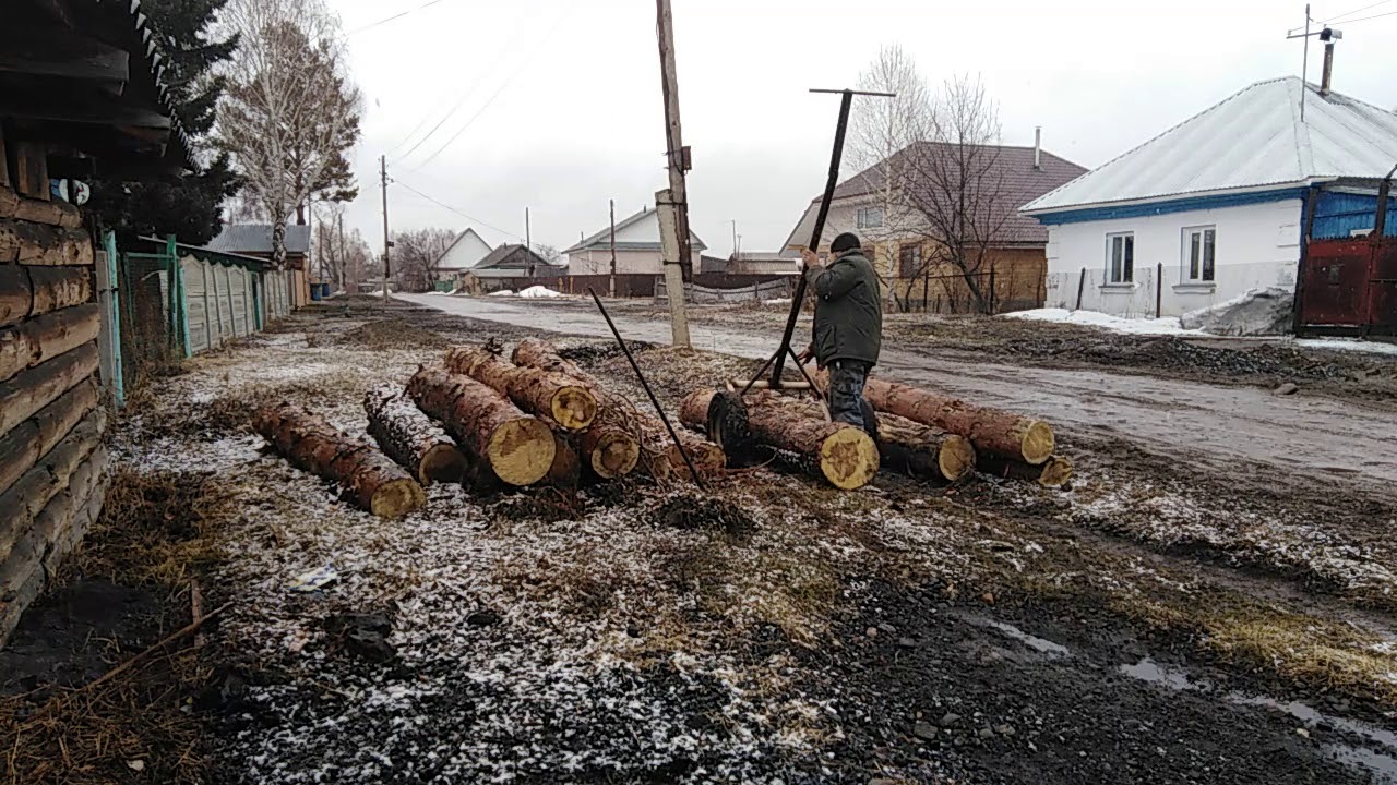 Как перевезти большое бревно, моя тележка для перевозки брёвен - YouTube