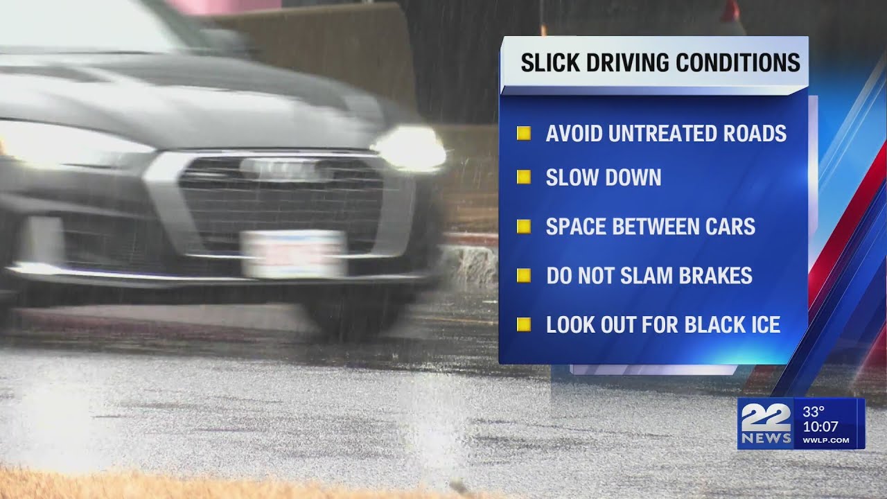 Freezing rain brings icy roads and sidewalks - YouTube