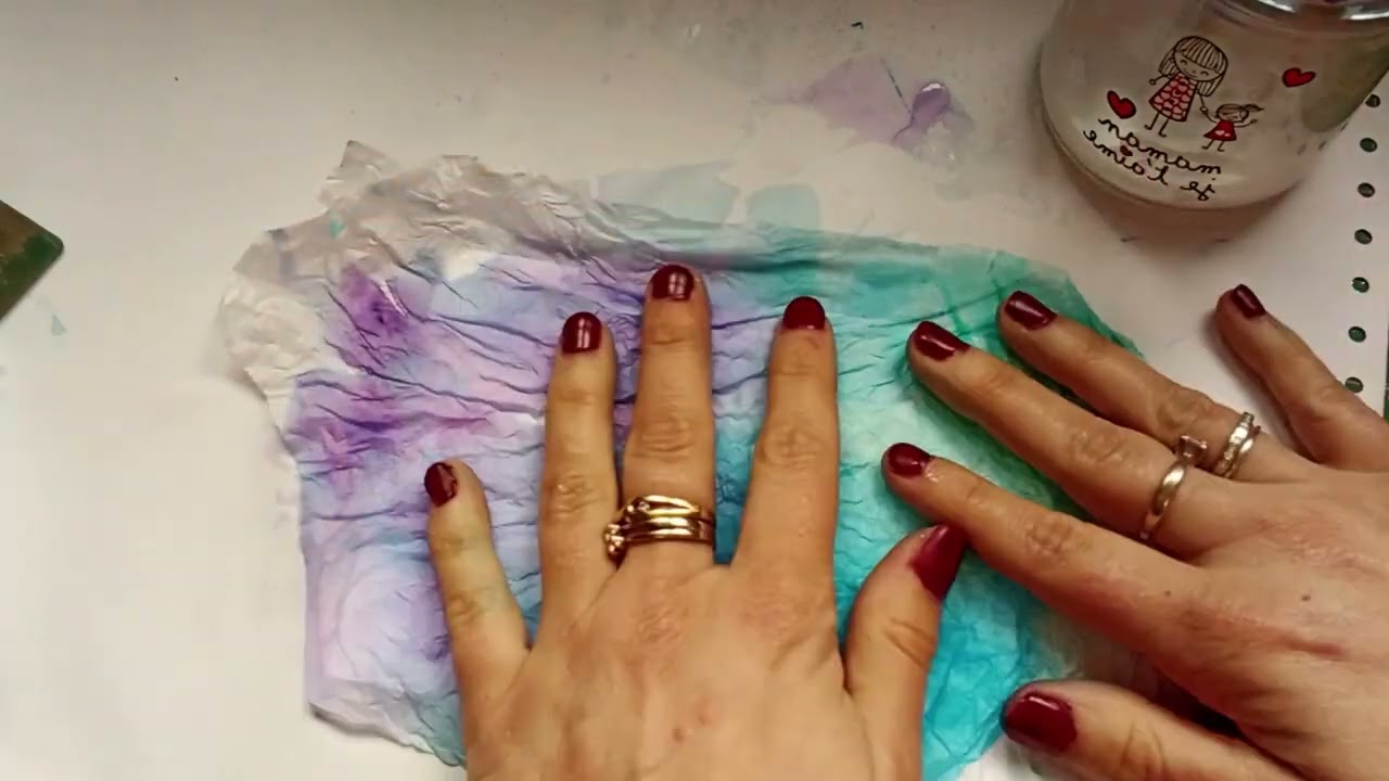 technique de fond de carte avec encres et papier de soie